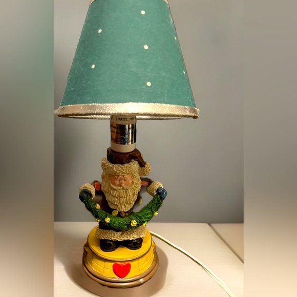 Santa Lamp 9” Green Shade Works Vintage Christmas Lamp *Bulb NOT Included - Picture 1 of 6